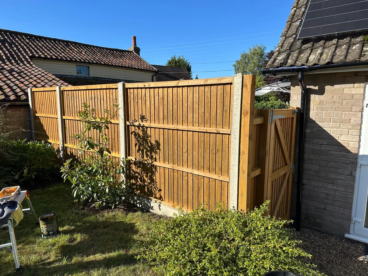 Stained garden fence